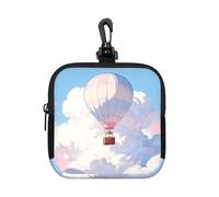 Cloud Hot Air Small Zip Pouch-Waterproof Neoprene Storage Bag for Earbuds, Keychain Clip Case for Coins Cards USB, Travel Organiser