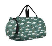 Cloud Island Olive Green White Duffel Gym Bags with Shoes Compartment Large Capacity Weekender Overnight Bags for Travel, Sports, Duffel, Weekender bolsos de viaje para hombre