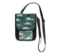 Cloud Island Olive Green White Travel Wallet Passport Holder Passport Wallet Slim Lightweight Crossbody Bag with Adjustable Strap