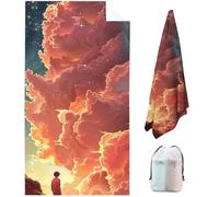 Cloud Large Beach Towels for Adults 60 x 30 inch, Yellow Microfibre Beach Towel, Swimming Towels for Adults Quick Dry Sand Free Lightweight Sweat for Travel, Pool, Holiday, Camping, Gym Sports 06-9