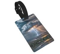 Cloud Lightning Luggage Tags for Suitcases, PVC Suitcase Tag with Secure Strap Suitcase Identifier with Privacy Name Card for Travel Bag Tags Personalized Baggage Tag for Women Men