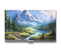 Cloud Mountain Forests Business Card Holder Metal Wallet Credit Card ID Case for Men Women