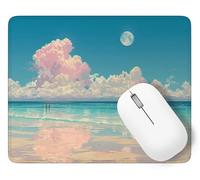 Cloud Mouse Mat, Small Mouse Pad Beach Waterproof Gaming Mousepad, Mini Desk Mat 25 x 21 cm with Anti-Slip Base, Stitched Edges Mousepad, Keyboard, Mousemats for Desk, Office, Gifts for Women p1j-899