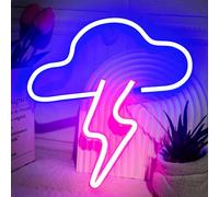 Cloud Neon Sign, Lightning Neon Lights, LED Light Signs for Wall Decor, Battery or USB Powered Decorative Wall Signs Lights for Bedroom,Party,Birthday Gift (Blue+Pink Lightning)