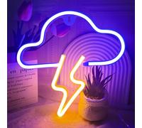Cloud Neon Sign, Lightning Neon Lights, LED Light Signs for Wall Decor, Battery or USB Powered Decorative Wall Signs Lights for Bedroom,Party,Birthday Gift (Blue+Yellow Lightning)