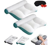 Cloud Nest Down Pillow, Auricz Pillow, Sleep Enhancing Cervical Support, Comfort Goose Down Pillows for Adults, Cloud-Like Comfort with Structure, for Neck Pain Relief (green,2)