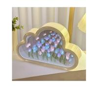 Cloud Night Light with Mirror - Tulip Lamp Night Light with Mirror DIY Flower Design, Handmade Atmosphere Lamp for Bedroom Desk Decor, Gift for Women Girls (Mixed Color)