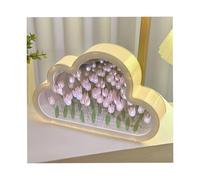 Cloud Night Light with Mirror - Tulip Lamp Night Light with Mirror DIY Flower Design, Handmade Atmosphere Lamp for Bedroom Desk Decor, Gift for Women Girls (Pink)