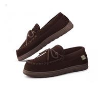 Cloud Nine Sheepskin Men's Moccasin Slippers - Classic Comfortable Slip-On Slippers for Men with Removable Insole, Chocolate, 8 UK