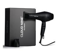 Cloud Nine The Airshot Ionic Hair Dryer for Women, 1600W, Anti-Frizz, Black | Fast drying, anti-static technology, 3 heat settings, cool shot, 2 nozzles, compact design, smooth shine, all hair types