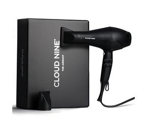 Cloud Nine The Airshot Ionic Hair Dryer for Women, 1600W, Anti-Frizz, Black | Fast Drying, Anti-Static Technology, 3 Heat Settings, Cool Shot, 2 Nozzles, Compact Design, Smooth Shine, All Hair Types