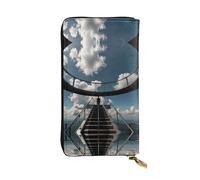 Cloud Observation Deck Long leather wallet, portable credit card holder, zippered coin purse, and ID compartment