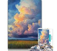 Cloud Oil Painting Puzzles 1000 Pieces for Teenagers,Help The Brain Exercise Addictive Toys to Cultivate Patience Parent-child Interaction (38x26cm)