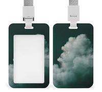 Cloud on Dark Green ID Badge Holder Retractable Clip Card Holder Card Protector Name Badge Name Tag for Work Office Doctor Nurse