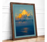 Cloud Over Calm Waters Coastal Framed Wall Art Print A1 (84.1×59.4cm) Walnut, Wall Decor for Living Room, Bedroom, Office & Home, Ready to Hang, Art Gift