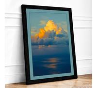 Cloud Over Calm Waters Coastal Framed Wall Art Print A4 (29.7×21cm) Black, Wall Decor for Living Room, Bedroom, Office & Home, Ready to Hang, Art Gift