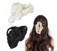 Cloud Plastic Large Claw Clip,Big Open Shape Hair Clips for Women,Large Hair Claw Clips & Jaw Clips,Big Claw Clips for Thick Hair, for Girls (2pc,White and Black)