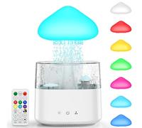 Cloud Rain 450ML Water Drip Mushroom Humidifier With Remote Control, 7 Colors Mood Light, Raindrop Design for Bedroom