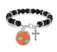 Cloud Rain Drip Orange Pattern Beaded Bracelet Boho Jewelry for Men Women