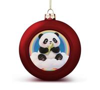 Cloud Rainbow Panda Christmas Ball Ornaments - Shatterproof Plastic Vintage Rustic Xmas Tree Decorations Pendant for Family Holiday Wedding Party Xmas Hanging Decoration