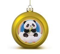 Cloud Rainbow Panda Christmas Ball Ornaments - Shatterproof Plastic Vintage Rustic Xmas Tree Decorations Pendant for Family Holiday Wedding Party Xmas Hanging Decoration