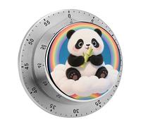 Cloud Rainbow Panda Kitchen Timer 60 Minute Visual Wind Up Timers Indoor Mechanical Timers with Magnetic Base Stainless Steel Timer for Home Cooking Time Management Tool