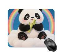 Cloud Rainbow Panda Mouse Pad Square Laptop Mouse Mat Cute Computer Mousepad Keyboard Pad Non-Slip Desk Pads for Gaming Office Work Home 20 * 25cm