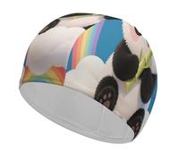 Cloud Rainbow Panda Swim Cap for Women Men Swimming Hat Bath Waterproof Pool Caps for Long Thick Curly Hair