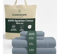 Cloud Scape Linen 100% Egyptian Cotton King Sheets Set - 1000 Thread Count, 4-Piece Soft Hotel Quality Bedding Set,Deep Pockets up to 16”, French Blue