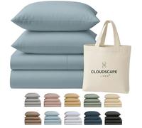 Cloud Scape Linen 400 Thread Count King Size Sheets Set - 100% Egyptian Cotton, Soft, Durable & Breathable Cotton Bedsheet Set, Up to 16" Deep Pocket,French Blue