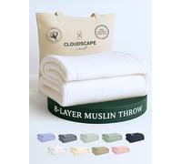 Cloud Scape Linen Extra Large 8-Layer Muslin Throw Blanket, 100% Cotton Gauze Blanket for Couch, Sofa, Bed, Lightweight, Suitable for All Season,50x70, White