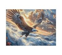Cloud Sea Flying Bald Eagle 500 Piece Premium Jigsaw Puzzle Adult Jigsaws Brain Training Hobby Home Decor Winter Gift Unique Shaped Recycled Material 500 PCS/52×38cm
