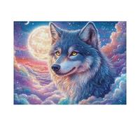 Cloud Sea Grey Wolf 500 Piece Pack DIY Jigsaw Puzzle Collectors Cognitive Development Educational Decorative Puzzle Gifts for Adults Recycled Cardboard 500 PCS