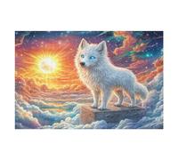 Cloud Sea Sun White Wolf 1000-piece Jigsaw Puzzle Bundle Family Puzzle Lovers Brain Training Mindful Activity Spring Gift Durable Cardboard 1000 PCS
