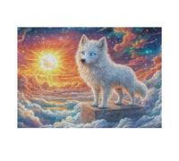 Cloud Sea Sun White Wolf 300-piece Jigsaw Puzzle Bundle Family Puzzle Lovers Brain Training Mindful Activity Spring Creativity & Gift Giving 300 PCS