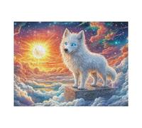 Cloud Sea Sun White Wolf 500 Piece Pack DIY Jigsaw Puzzle Collectors Cognitive Development Educational Decorative Puzzle Gifts for Adults Rigid Cardboard 500 PCS