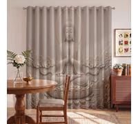 Cloud Sea Wave Relief Blackout Curtains for Bedroom - 66" x 72" Thermal Insulated Curtains Praying Hands Clasped Prayer Buddha Statue Eyelet Window Drapes with Black Liner for Living Room, 2 Panels
