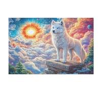 Cloud Sea White Wolf 1000 Piece Pack Classic Jigsaw Puzzle Couple Puzzle Partners Ultra Difficult Wall Decor Easter New Year Cardboard 1000 PCS