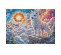 Cloud Sea White Wolf 300 Piece Jigsaw Puzzle for Adults Kitchen Wall Decor Art Project Precision Cut Great Gift for Art Lovers 300 PCS