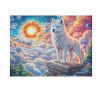 Cloud Sea White Wolf 500 Piece Jigsaw Puzzle for Adults Teens Jigsaw Stress Relief for Students Colourful Challenge Great Gift Dorm Room Decor 500 PCS