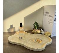 Cloud Shape 100% Natural Travertine Tray Luxury Travertine Vanity Organizer for Bathroom Kitchen Counter, Decorative Tray for Dresser Home Décor
