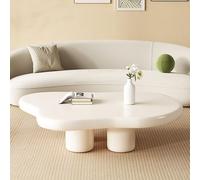 Cloud Coffee Table Irregular Cloud Shape Coffee Table for Living Room Cute White Modern Tea Table Indoor Cream End Table Free Shape Coffee Table with 4 Legs (Creamy)