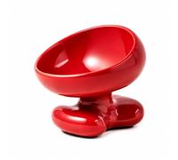 Cloud Shape Elevated Ceramic Cat Bowl, 15° Tilted Whisker Friendly Cat Food & Water Bowl, Neck Protection Raised Cat Bowl for Indoor Cats & Small Dogs, Dishwasher Safe No Black Chin Pet Bowl (Red)