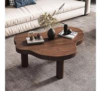 Cloud Shape Irregular Wood Coffee Table, Modern Round Corner Accent Table with 3 Legs for Living Room - Thicken End Table