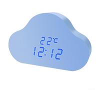 Cloud Shape LED Alarm Clock with Voice Control, Snooze & Temperature Display, USB or Battery Powered Digital Desk Clock for Bedroom Office Student Dorm, White(Blue and blue)