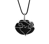 Cloud Shape Natural Stone Pendant Necklace,Genuine Gemstone Fox Wire Wrap Pendant with Pu Chain,Bead Charm Choker Amulet Jewelry Gifts Obsidian