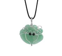 Cloud Shape Natural Stone Pendant Necklace,Genuine Gemstone Fox Wire Wrap Pendant with Pu Chain,Bead Charm Choker Amulet Jewelry Gifts Aventurine