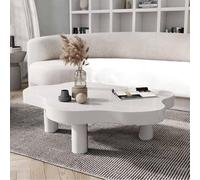 Cloud Shaped Coffee Table for Living Room, Modern Wooden Irregular Side Table, Low Coffee Table, White, 110x80x40cm