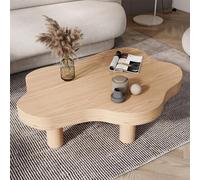 Cloud Shaped Coffee Table, Irregular Wood Coffee Table, Round Corner Thicken End Table, Modern Coffee Table with 3 Legs, for Living Room Furniture