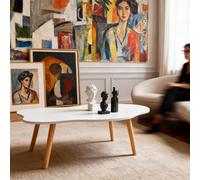 Cloud-Shaped Coffee Table Modern Living Room Centre Table With Natural Wood Legs